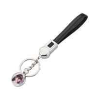 Sublimation Round Shape USB Charging Cable Keychain（black）