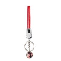 Sublimation Round Shape USB Charging Cable Keychain（red）