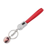 Sublimation Round Shape USB Charging Cable Keychain（red）