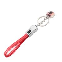 Sublimation Round Shape USB Charging Cable Keychain（red）