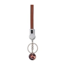 Sublimation Round Shape USB Charging Cable Keychain（brown）