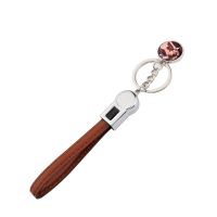 Sublimation Round Shape USB Charging Cable Keychain（brown）