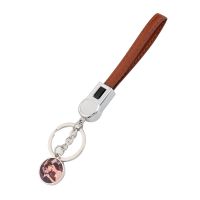 Sublimation Round Shape USB Charging Cable Keychain（brown）