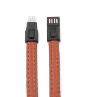 Sublimation Round Shape USB Charging Cable Keychain（brown）