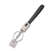 Sublimation Square Shape USB Charging Cable Keychain（black）