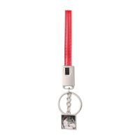 Sublimation Square Shape USB Charging Cable Keychain（red）