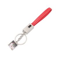 Sublimation Square Shape USB Charging Cable Keychain（red）