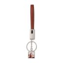 Sublimation Square Shape USB Charging Cable Keychain（brown）