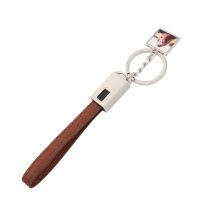 Sublimation Square Shape USB Charging Cable Keychain（brown）