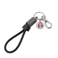 Sublimation Round Tag  Plastic Rope USB Keychain (Black)