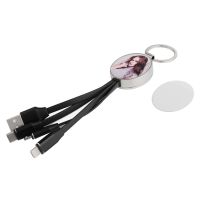 Sublimation Blank 3 In 1 Charging Cable Keychain with Bottle Opener