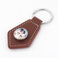 Sublimation Cone shape Snap Button Leather Keychain ( brown)