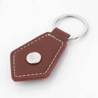 Sublimation Cone shape Snap Button Leather Keychain ( brown)