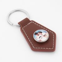 Sublimation Cone shape Snap Button Leather Keychain ( brown)