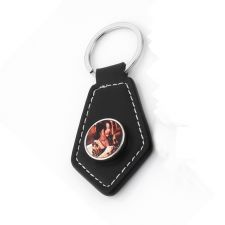 Sublimatio Cone shape Snap Button Leather Keychain (black)