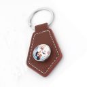 Sublimation Cone shape Snap Button Leather Keychain ( brown)