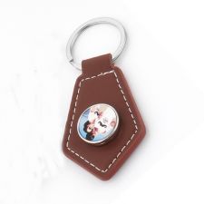 Sublimation Cone shape Snap Button Leather Keychain ( brown)