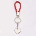 Sublimation Heart Tag  Leather Braided Rope Keychain （red）