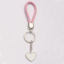 Sublimation Heart Tag Leather Braided Rope Keychain （pink）