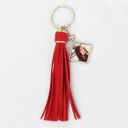 Sublimation Square Tag Leather Tassel Keychain(red)