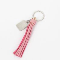 Sublimation Leather Rope Tassel Keychain with Rectangular tag  (pink)