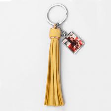 Sublimation Leather Rope Tassel Keychain with Rectangular Tag (yellow)