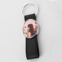 Sublimation Oval Tag Black Leather Keychain