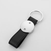 Sublimation Round Shape Black Leather Keychain