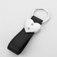 Sublimation Heart Shape Black Leather Keychain