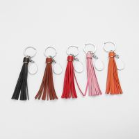 Sublimation Blank Leather Tassel Keychain with Oval Tag (black)