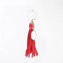 Sublimation Blank Leather Tassel Keychain with Oval Tag (red)