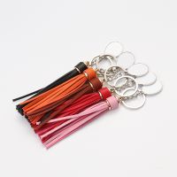 Sublimation Leather Tassel Keychain with Oval Tag （pink）