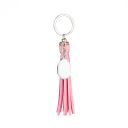 Sublimation Leather Tassel Keychain with Oval Tag （pink）