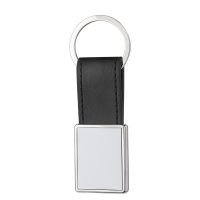 Sublimation Leather Metal Keychain with Rectangular Tag