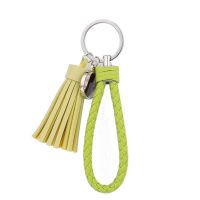 Sublimation Round Leather Rope Tassel Keychain（gree）