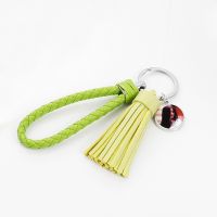 Sublimation Round Leather Rope Tassel Keychain（gree）