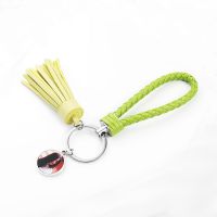 Sublimation Round Leather Rope Tassel Keychain（gree）