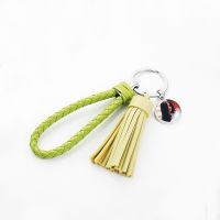 Sublimation Round Leather Rope Tassel Keychain（gree）