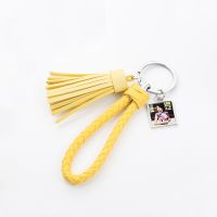 Sublimation Leather Tassel Keychain with Square Charm（yellow）