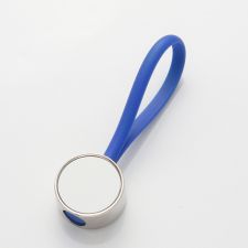 Sublimation Circular Metal Blank Rubber Rope Keychains (blue)