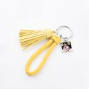 Sublimation Leather Tassel Keychain with Square Charm（yellow）