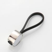 Sublimation Circular Metal Blank Rubber Rope Keychains (black)