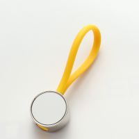 Sublimation Circular Metal Blank Rubber Rope Keychains (yellow)