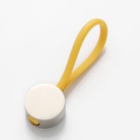 Sublimation Circular Metal Blank Rubber Rope Keychains (yellow)