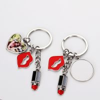 Sublimation Blanks Metal Lipstick Keychains(round tag)