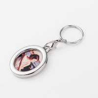 Sublimation Metal  Oval  Photo Keychain with  Lobster Buckle