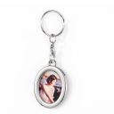 Sublimation Metal  Oval  Photo Keychain with  Lobster Buckle