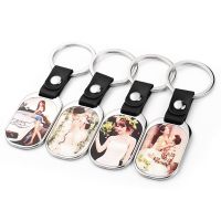 Sublimation Leather Buckle Photo Metal Keychain ( oval )