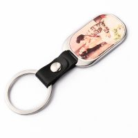 Sublimation Leather Buckle Photo Metal Keychain ( oval )