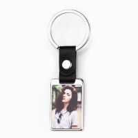 Sublimation Leather Buckle Photo Metal Keychain ( short  rectangle )